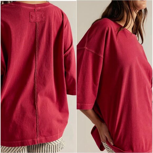 Free People Tops - Free People We The Free Perfect Oversized Tee red XS NEW